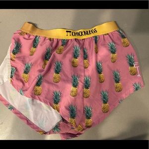 Chicknlegs Pink Pineapple Running Shorts - Men’s S 2”